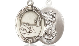 [8196SS] Sterling Silver Saint Christopher Fishing Medal