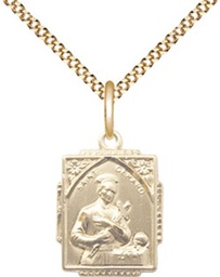 [0804GGF/18GF] 14kt Gold Filled Saint Gerard Pendant on a 18 inch Gold Filled Light Curb chain