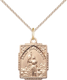 [0804JAGF/18GF] 14kt Gold Filled Saint Joan of Arc Pendant on a 18 inch Gold Filled Light Curb chain