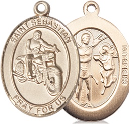 [8197GF] 14kt Gold Filled Saint Sebastian Motorcycle Medal