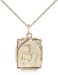 [0804JGF/18GF] 14kt Gold Filled Saint Jude Pendant on a 18 inch Gold Filled Light Curb chain