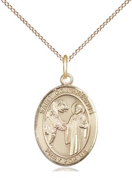 [8321GF/18GF] 14kt Gold Filled Saint Columbanus Pendant on a 18 inch Gold Filled Light Curb chain