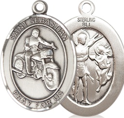 [8197SS] Sterling Silver Saint Sebastian Motorcycle Medal