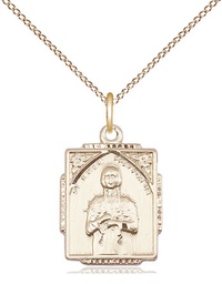 [0804KAGF/18GF] 14kt Gold Filled Saint Kateri Tekakwitha Pendant on a 18 inch Gold Filled Light Curb chain