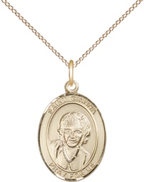 [8322GF/18GF] 14kt Gold Filled Saint Gianna Pendant on a 18 inch Gold Filled Light Curb chain