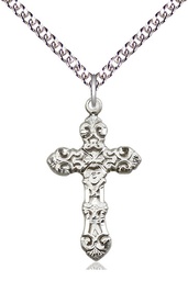 [6001SS/24SS] Sterling Silver Cross Pendant on a 24 inch Sterling Silver Heavy Curb chain