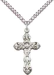 [6001SS/24SS] Sterling Silver Cross Pendant on a 24 inch Sterling Silver Heavy Curb chain