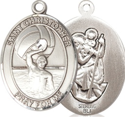 [8198SS] Sterling Silver Saint Christopher Water Polo-Men Medal