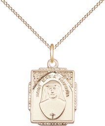 [0804MFGF/18GF] 14kt Gold Filled Saint Maria Faustina Pendant on a 18 inch Gold Filled Light Curb chain