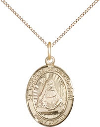 [8324GF/18GF] 14kt Gold Filled Saint Edburga of Winchester Pendant on a 18 inch Gold Filled Light Curb chain