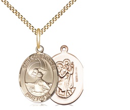[8199GF/18G] 14kt Gold Filled Saint Christopher Water Polo-Women Pendant on a 18 inch Gold Plate Light Curb chain