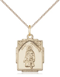 [0804PGF/18GF] 14kt Gold Filled Saint Peregrine Pendant on a 18 inch Gold Filled Light Curb chain