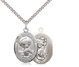 [8199SS/18S] Sterling Silver Saint Christopher Water Polo-Women Pendant on a 18 inch Light Rhodium Light Curb chain