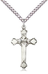 [6002SS/24SS] Sterling Silver Cross Pendant on a 24 inch Sterling Silver Heavy Curb chain