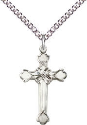 [6002SS/24SS] Sterling Silver Cross Pendant on a 24 inch Sterling Silver Heavy Curb chain