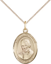 [8326GF/18GF] 14kt Gold Filled Saint Luigi Orione Pendant on a 18 inch Gold Filled Light Curb chain