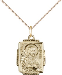 [0804QGF/18GF] 14kt Gold Filled Saint Maria Goretti Pendant on a 18 inch Gold Filled Light Curb chain