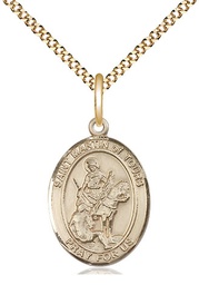 [8200GF/18G] 14kt Gold Filled Saint Martin of Tours Pendant on a 18 inch Gold Plate Light Curb chain