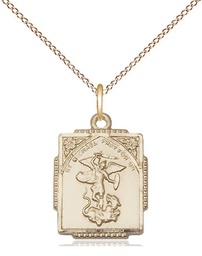 [0804RGF/18GF] 14kt Gold Filled Saint Michael the Archangel Pendant on a 18 inch Gold Filled Light Curb chain