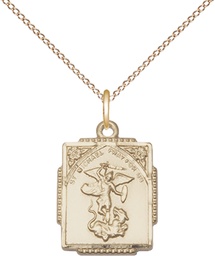 [0804RGF/18GF] 14kt Gold Filled Saint Michael the Archangel Pendant on a 18 inch Gold Filled Light Curb chain