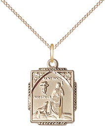 [0804RHGF/18GF] 14kt Gold Filled Saint Roch Pendant on a 18 inch Gold Filled Light Curb chain