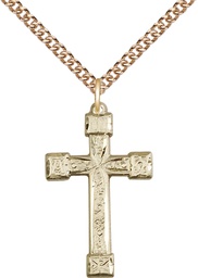[6004GF/24GF] 14kt Gold Filled Cross Pendant on a 24 inch Gold Filled Heavy Curb chain