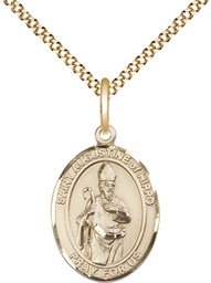 [8202GF/18G] 14kt Gold Filled Saint Augustine of Hippo Pendant on a 18 inch Gold Plate Light Curb chain