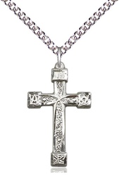 [6004SS/24SS] Sterling Silver Cross Pendant on a 24 inch Sterling Silver Heavy Curb chain