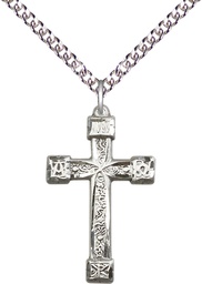 [6004SS/24SS] Sterling Silver Cross Pendant on a 24 inch Sterling Silver Heavy Curb chain