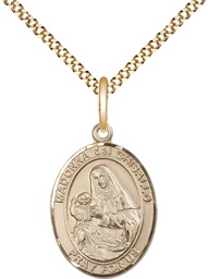 [8203GF/18G] 14kt Gold Filled Saint Madonna Del Ghisallo Pendant on a 18 inch Gold Plate Light Curb chain