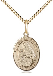 [8203GF/18G] 14kt Gold Filled Saint Madonna Del Ghisallo Pendant on a 18 inch Gold Plate Light Curb chain