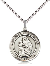 [8203RDSS/18S] Sterling Silver Madonna del Ghisallo Pendant on a 18 inch Light Rhodium Light Curb chain