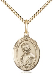 [8204GF/18G] 14kt Gold Filled Saint John Neumann Pendant on a 18 inch Gold Plate Light Curb chain