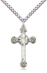 [6006SS/24SS] Sterling Silver Cross Pendant on a 24 inch Sterling Silver Heavy Curb chain