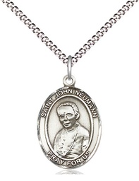 [8204SS/18S] Sterling Silver Saint John Neumann Pendant on a 18 inch Light Rhodium Light Curb chain