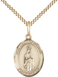 [8205GF/18G] 14kt Gold Filled Our Lady of Fatima Pendant on a 18 inch Gold Plate Light Curb chain