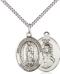 [8206SS/18S] Sterling Silver Our Lady of Guadalupe Pendant on a 18 inch Light Rhodium Light Curb chain