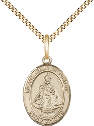 [8207GF/18G] 14kt Gold Filled Infant of Prague Pendant on a 18 inch Gold Plate Light Curb chain