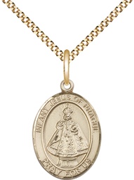 [8207GF/18G] 14kt Gold Filled Infant of Prague Pendant on a 18 inch Gold Plate Light Curb chain