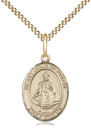 [8207GF/18G] 14kt Gold Filled Infant of Prague Pendant on a 18 inch Gold Plate Light Curb chain