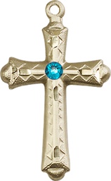 [6007GF-STN12] 14kt Gold Filled Cross Medal with a 3mm Zircon Swarovski stone