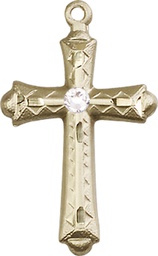 [6007GF-STN4] 14kt Gold Filled Cross Medal with a 3mm Crystal Swarovski stone