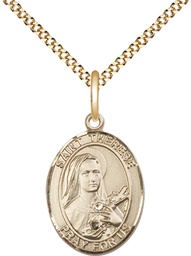 [8210GF/18G] 14kt Gold Filled Saint Therese of Lisieux Pendant on a 18 inch Gold Plate Light Curb chain
