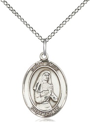[8047SS/18SS] Sterling Silver Saint Emily de Vialar Pendant on a 18 inch Sterling Silver Light Curb chain