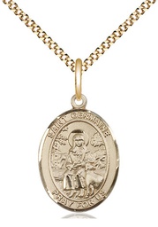 [8211GF/18G] 14kt Gold Filled Saint Germaine Cousin Pendant on a 18 inch Gold Plate Light Curb chain