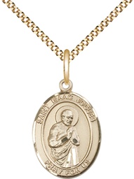 [8212GF/18G] 14kt Gold Filled Saint Isaac Jogues Pendant on a 18 inch Gold Plate Light Curb chain