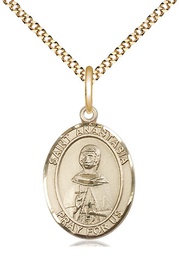 [8213GF/18G] 14kt Gold Filled Saint Anastasia Pendant on a 18 inch Gold Plate Light Curb chain