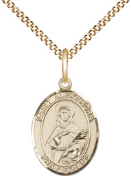 [8215GF/18G] 14kt Gold Filled Saint Alexandra Pendant on a 18 inch Gold Plate Light Curb chain