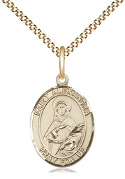 [8215GF/18G] 14kt Gold Filled Saint Alexandra Pendant on a 18 inch Gold Plate Light Curb chain