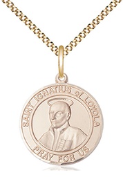 [8217RDGF/18G] 14kt Gold Filled Saint Ignatius of Loyola Pendant on a 18 inch Gold Plate Light Curb chain